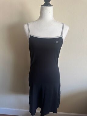 Blue 84 Black Slip Dress with Gray Trim
